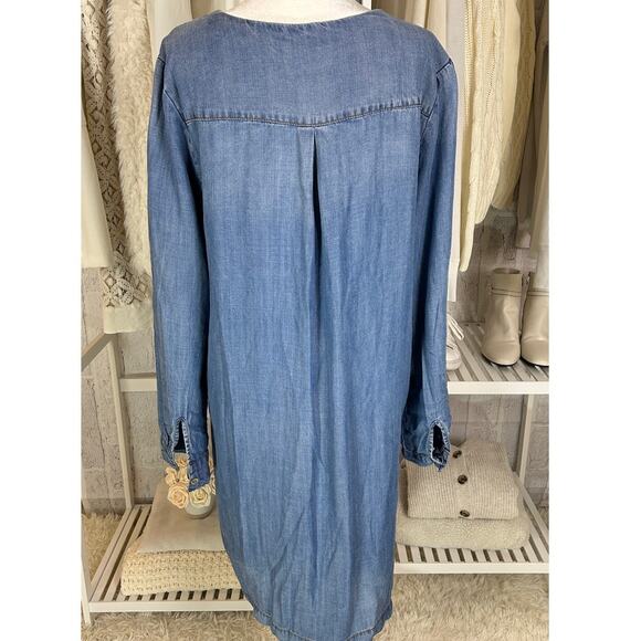 Velvet Heart Women's Size M Chambray Lace Up Roll Tab Sleeve Dress #0239 - Picture 2 of 14